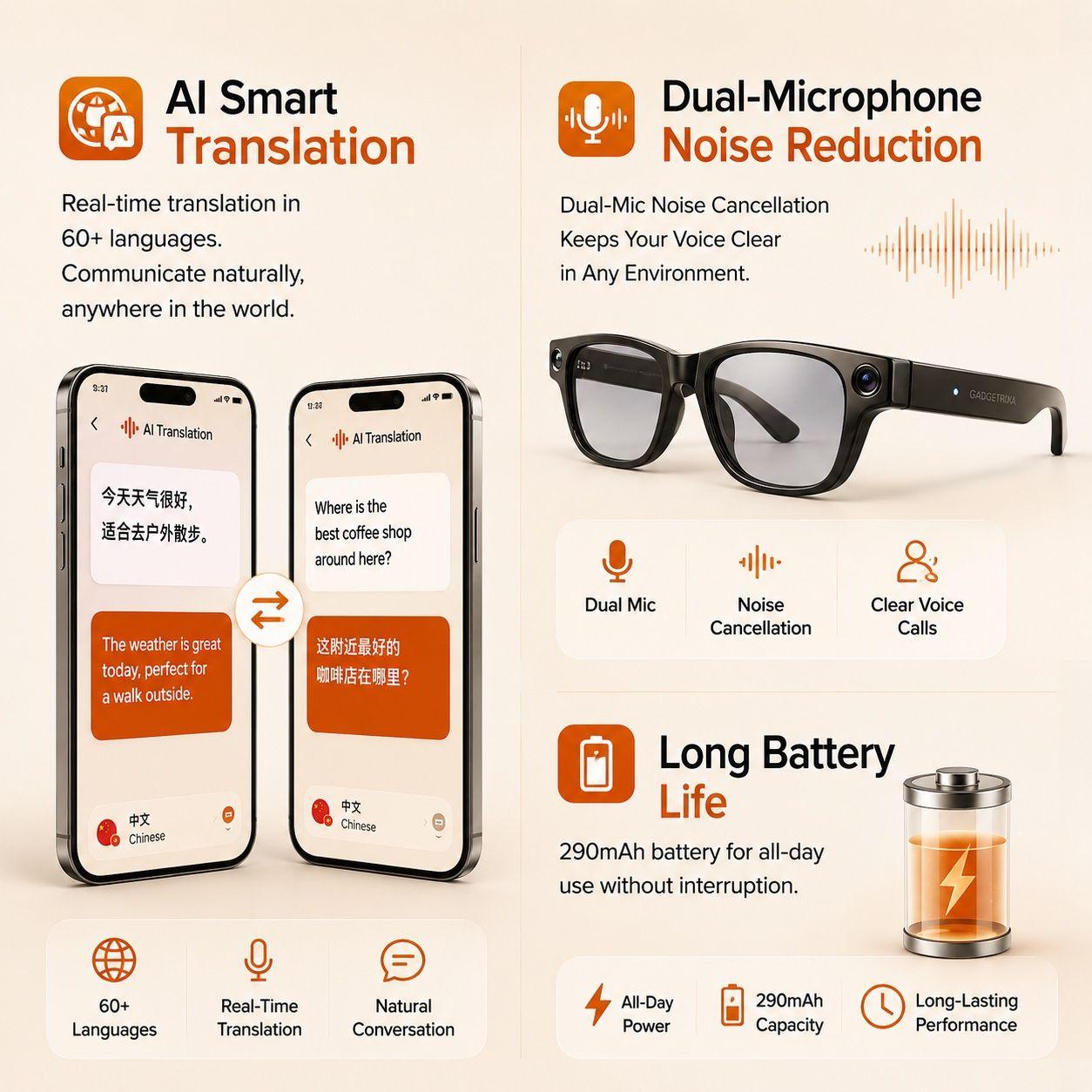G3 - Wireless Bluetooth and  AI Smart   Glasses | نظارات G3 AI الذكية